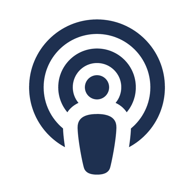 Podcast icon showing a person silhouette inside concentric circular waves, representing a podcast or audio feed
