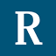 Logo: white serif letter R on a blue square background.